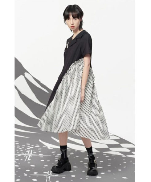 Pin Detail Contrast Wrap Dress